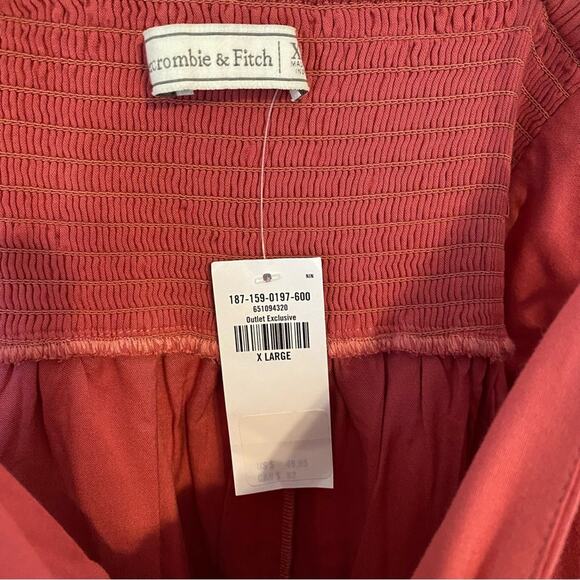 A&F Coral Tiered Tie Strap Smocked Back Linen Blend Dress NWT Size XL - Picture 7 of 7